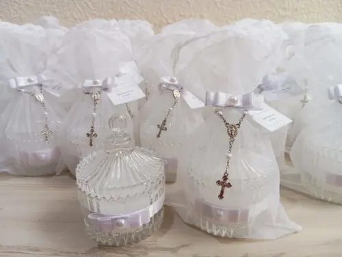 Lembrancinha Eucaristia Vela Aromática Vidro Personalizada