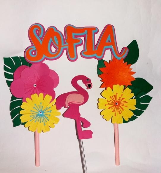 Cake Toper - Flamingo ( topo de bolo)