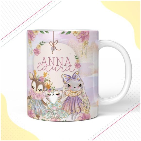 Caneca de Polímero Animais Cute Menina