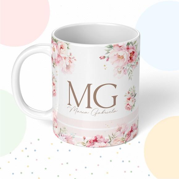 Caneca de Polímero Floral
