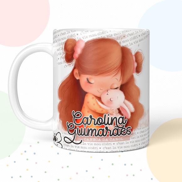 Caneca de Polímero Menina Coelho