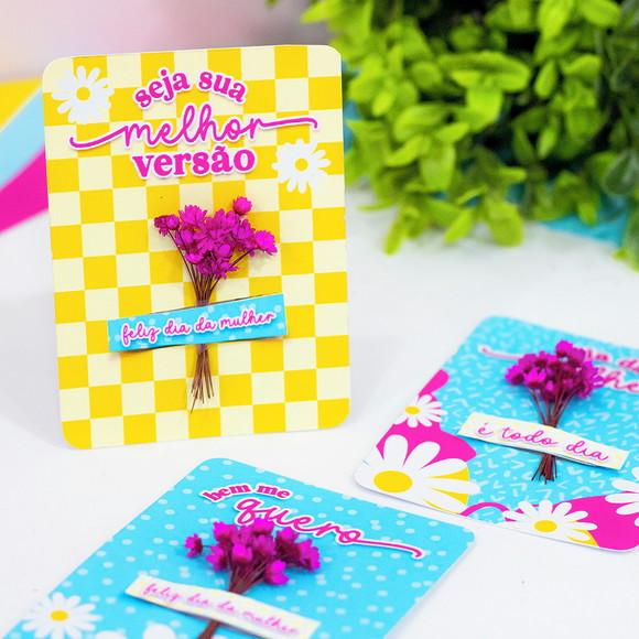 Card com Flores Sempre Viva Dia da Mulher