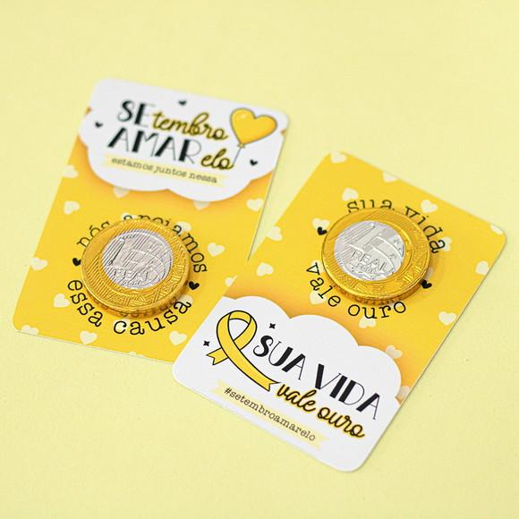 Card com Moeda de Chocolate- Setembro Amarelo