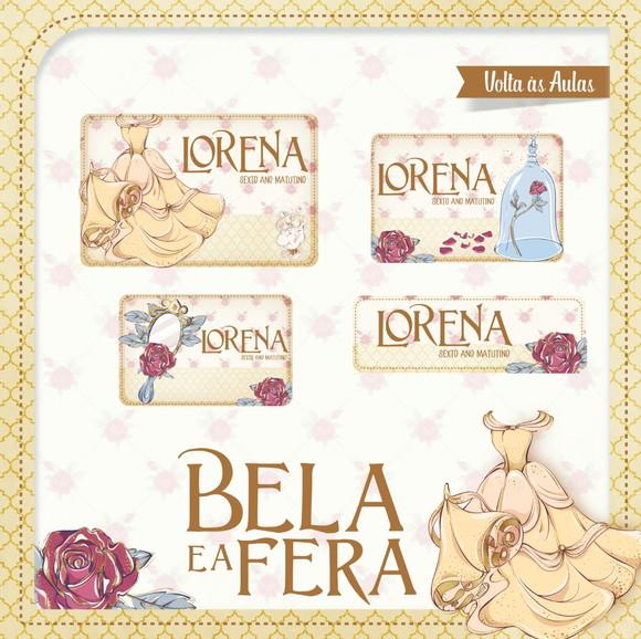 Etiqueta escolar A bela e a fera
