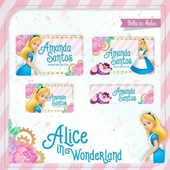 Etiqueta escolar Alice no país da maravilhas