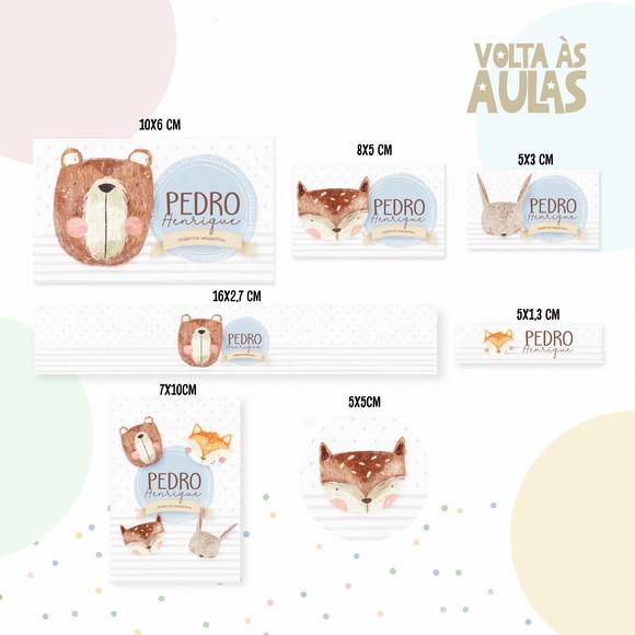 Etiqueta Escolar Animais Cute