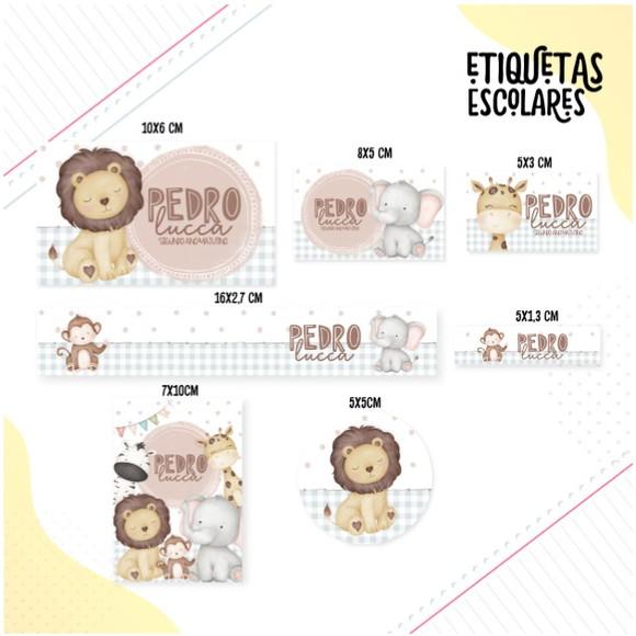 Etiqueta Escolar Animais Cute Menino