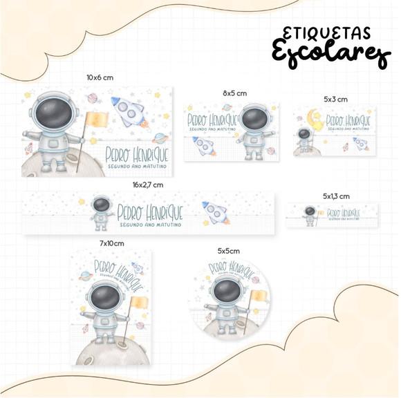 Etiqueta escolar Astronauta 2