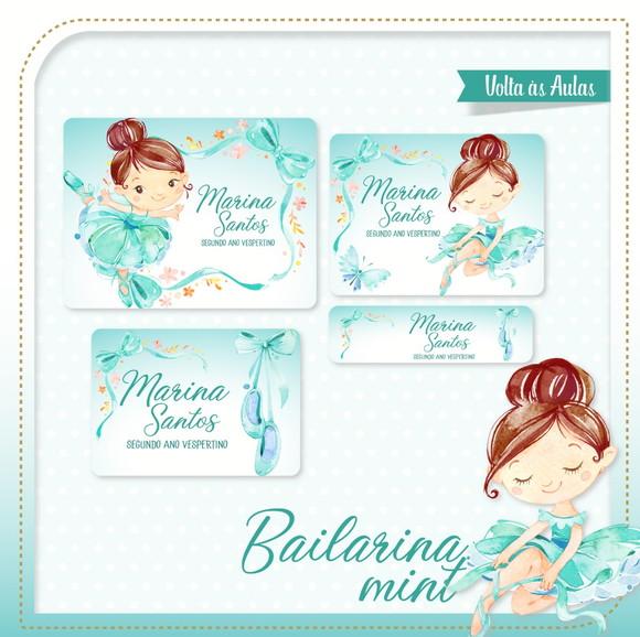 Etiqueta escolar Bailarina Mint