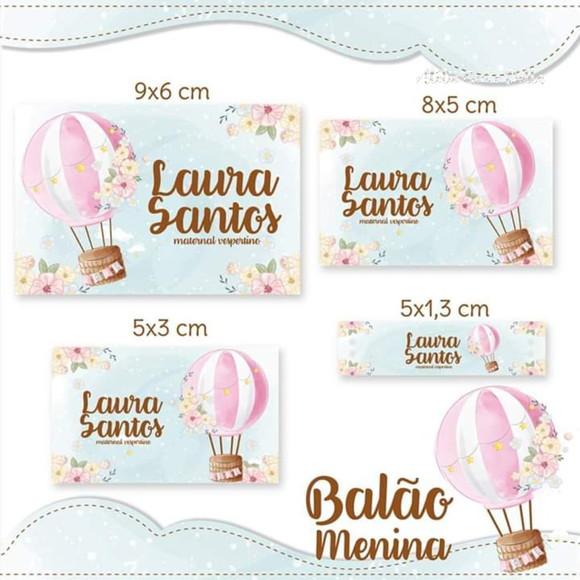 Etiqueta escolar Balão Menina