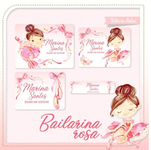 Etiqueta escolar Bailarina rosa