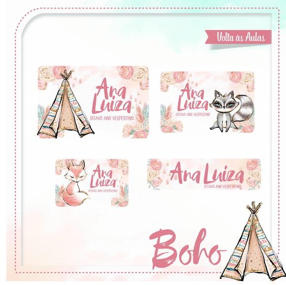 Etiqueta escolar Boho