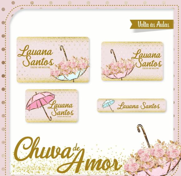 Etiqueta escolar Chuva de Amor