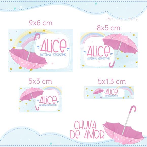 Etiqueta escolar Chuva de Amor Menina
