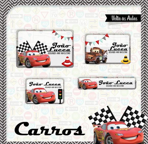 Etiqueta escolar Carros