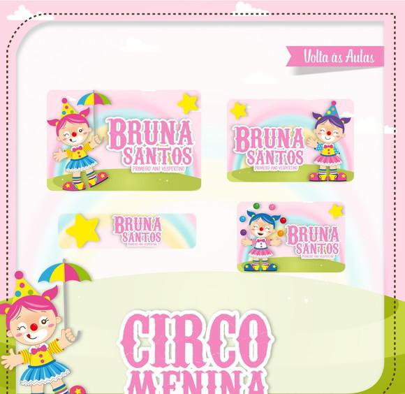 Etiqueta escolar Circo menina