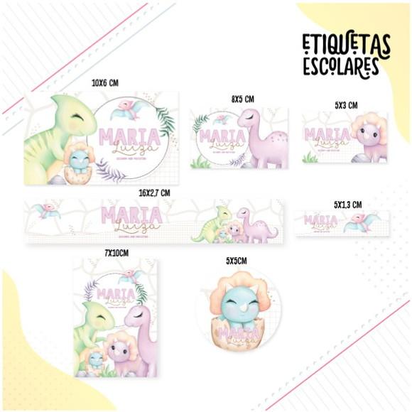 Etiqueta Escolar Dino Girl
