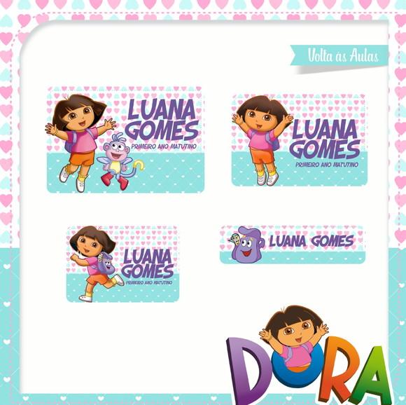 Etiqueta escolar Dora