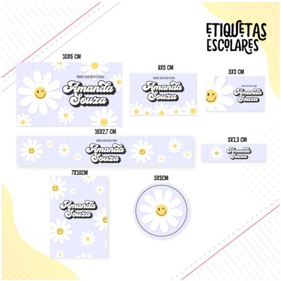 Etiqueta Escolar Floral Teens