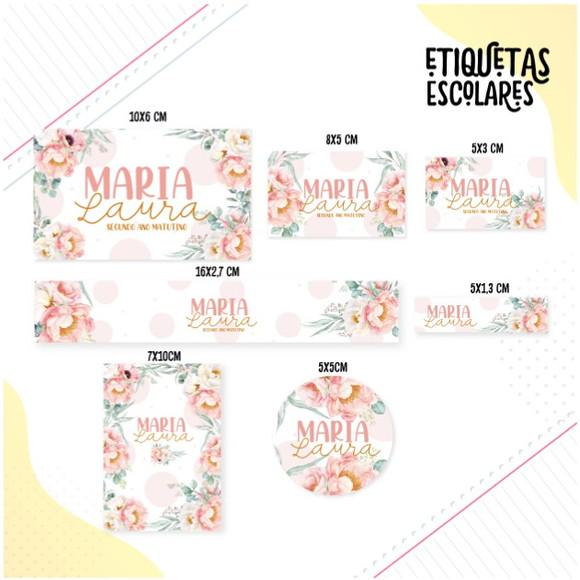 Etiqueta Escolar Floral
