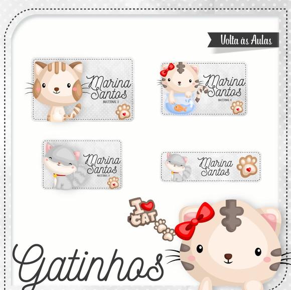 Etiqueta escolar Gatinho