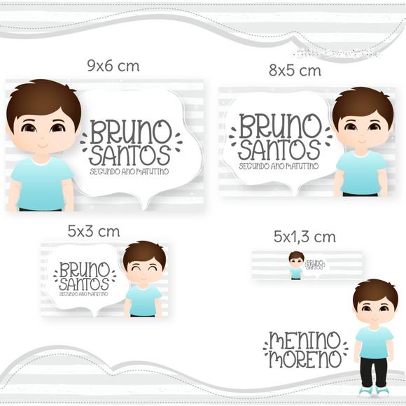 Etiqueta escolar Menino moreno
