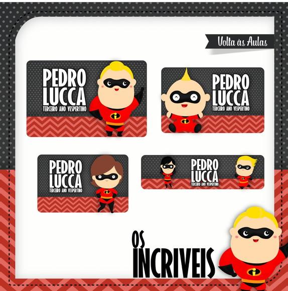 Etiqueta escolar Os Incriveis