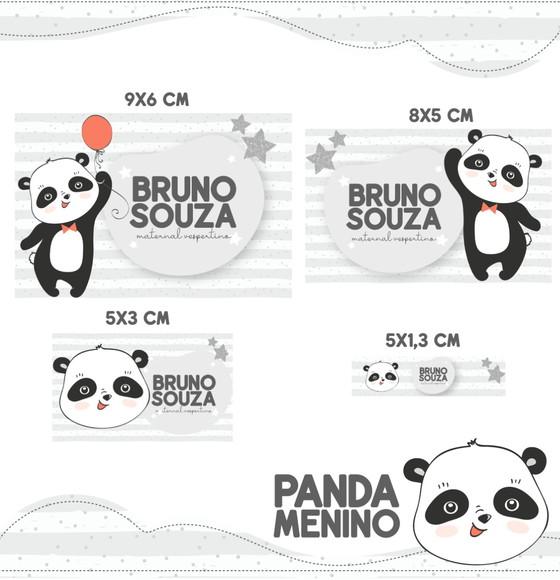 Etiqueta escolar Panda menino