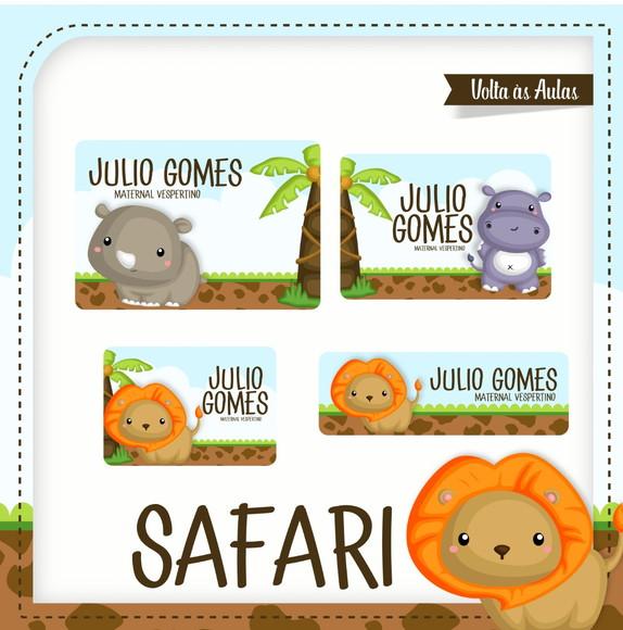 Etiqueta escolar Safari
