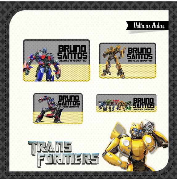 Etiqueta escolar Transformers