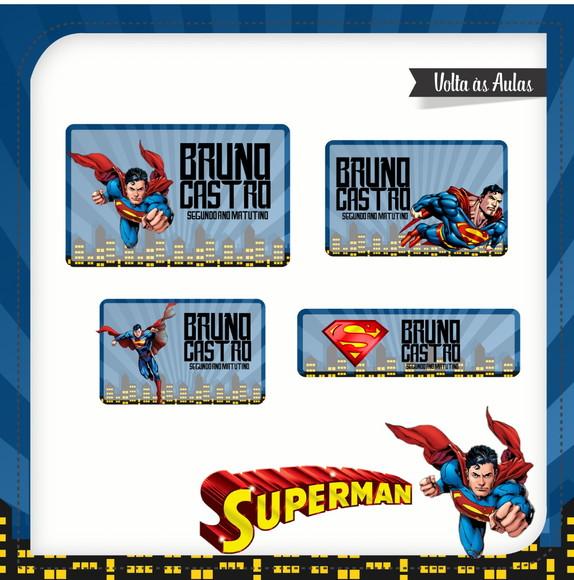 Etiqueta escolar Super Homem