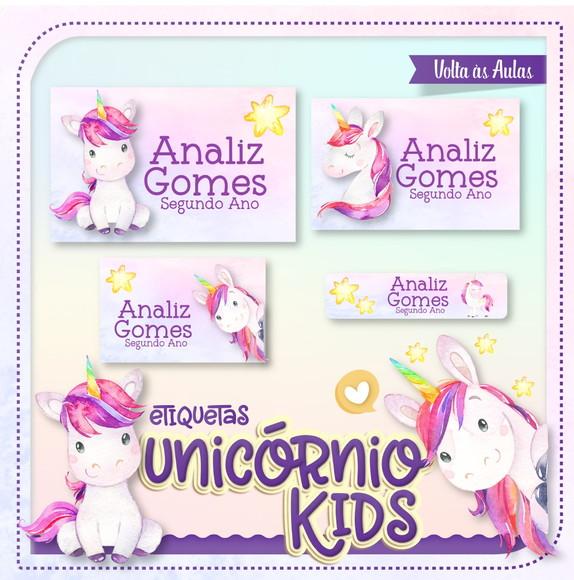 Etiqueta escolar Unicórnio Kids