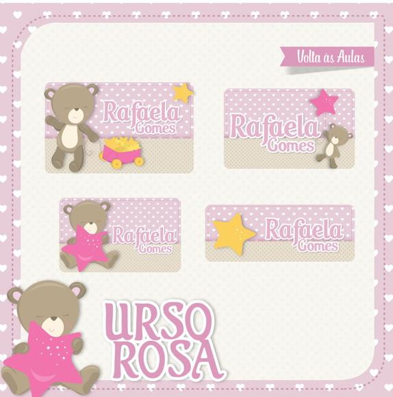 Etiqueta escolar Ursinha Rosa