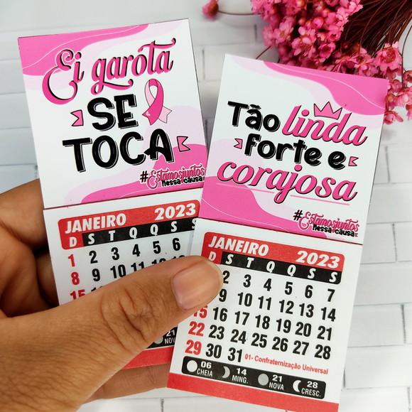 Mini Calendário de Geladeira Outubro Rosa 2024