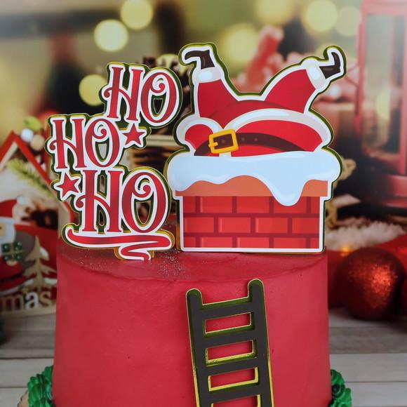 Topo de Bolo Papai Noel na Chaminé