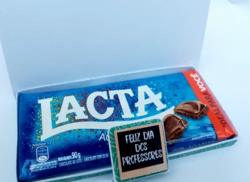 Caixa para barra de chocolate dia dos professores