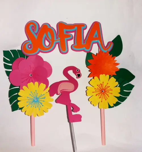 Cake Toper - Flamingo ( topo de bolo)