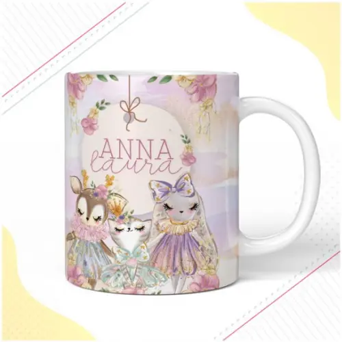 Caneca de Polímero Animais Cute Menina