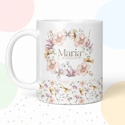 Caneca de Polímero Floral Baby