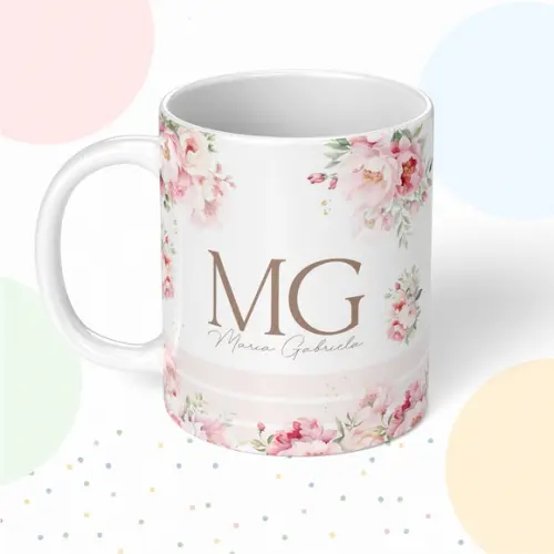 Caneca de Polímero Floral