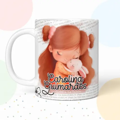 Caneca de Polímero Menina Coelho