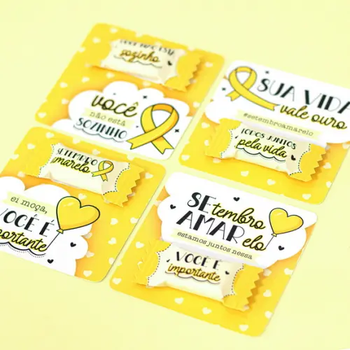 Card com Moeda de Chocolate- Setembro Amarelo