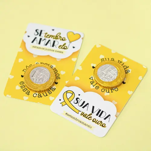 Card com Moeda de Chocolate- Setembro Amarelo