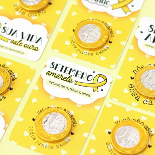 Card com Moeda de Chocolate- Setembro Amarelo