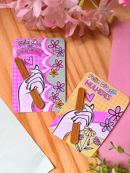 Cartão com Mini Lixa Dia da Mulher