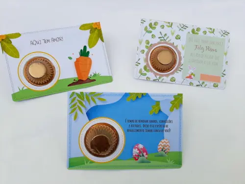 Cartão de Páscoa com Blister para 1 Docinho