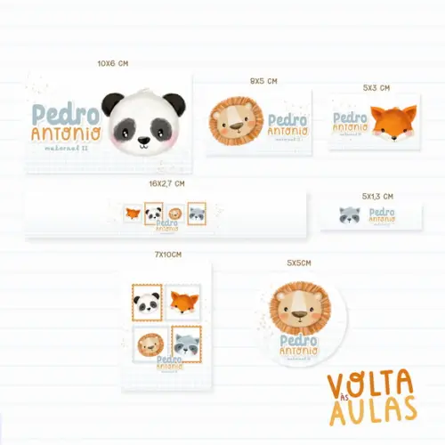 Etiqueta Escolar Animais Fofos