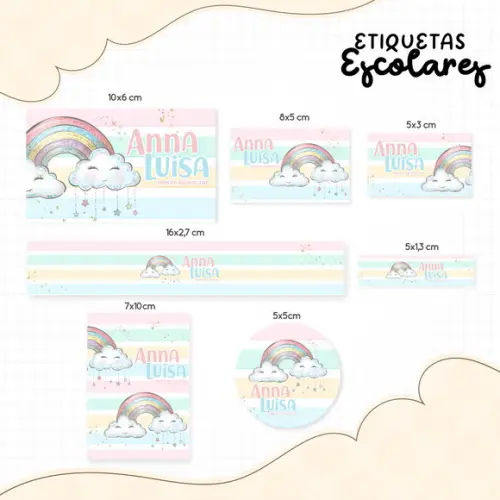 Etiqueta Escolar Arco Iris