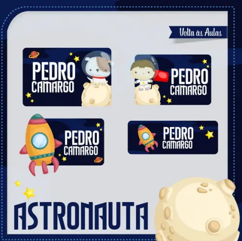 Etiqueta escolar Astronauta