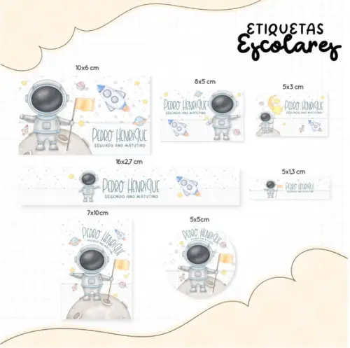 Etiqueta escolar Astronauta 2